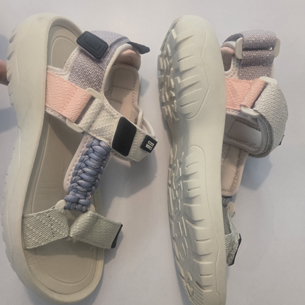 Zara Cream and Pale Pink Strap Sandals with Braided Detail - Picture 3 of 3